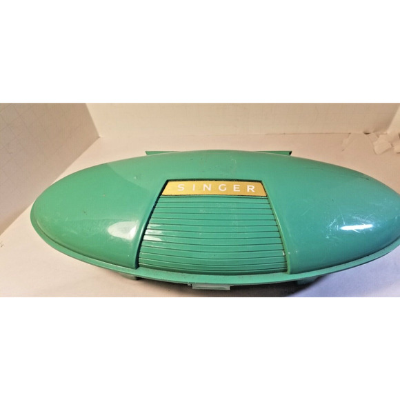 Vintage 60s Singer Buttonholer #2482607 With Attachments Green Retro Case - Picture 7 of 8